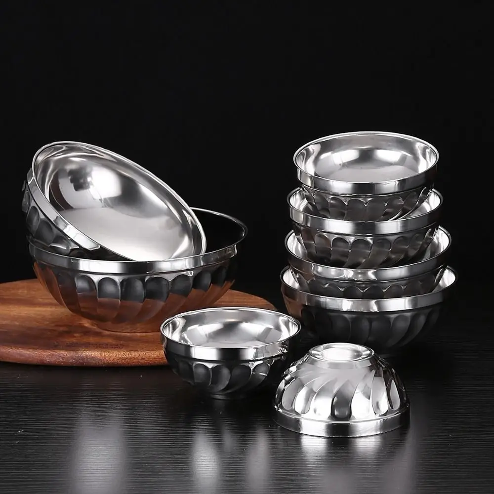 Double-layer Stainless Steel Bowl Fell -resistant Non -broken Soup Bowl Korean Style Anti Scalding Canteen Bowl Kindergarten