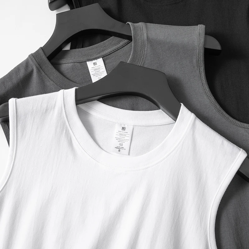 

Heavyweight Pure Cotton Men's Tank Top Summer Inner Wear Svel T-irt Loose Large Size Fitn Sport Base Layer Sweatirt