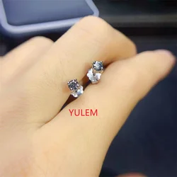 YULEM Diamond 100% Dark Gray Moissanite Earring Real 925 Sterling Silver Jewelry Simple Design for Women