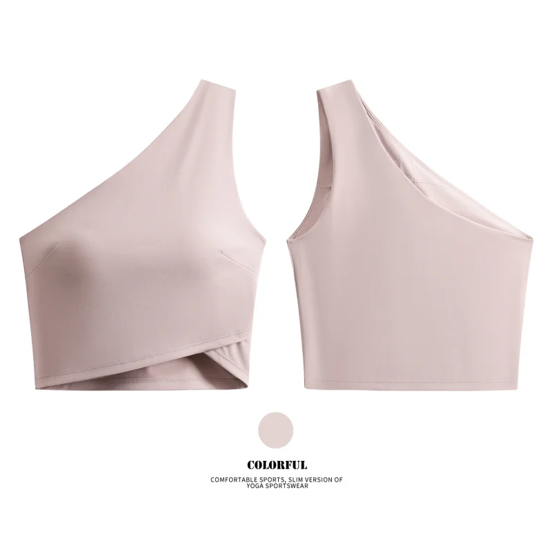 DRUR Yoga Sports Bras for Women and One Shoulder Low Impact Asymmetrical Workout Tops Left Shoulder Strap Gym Bra With Padded