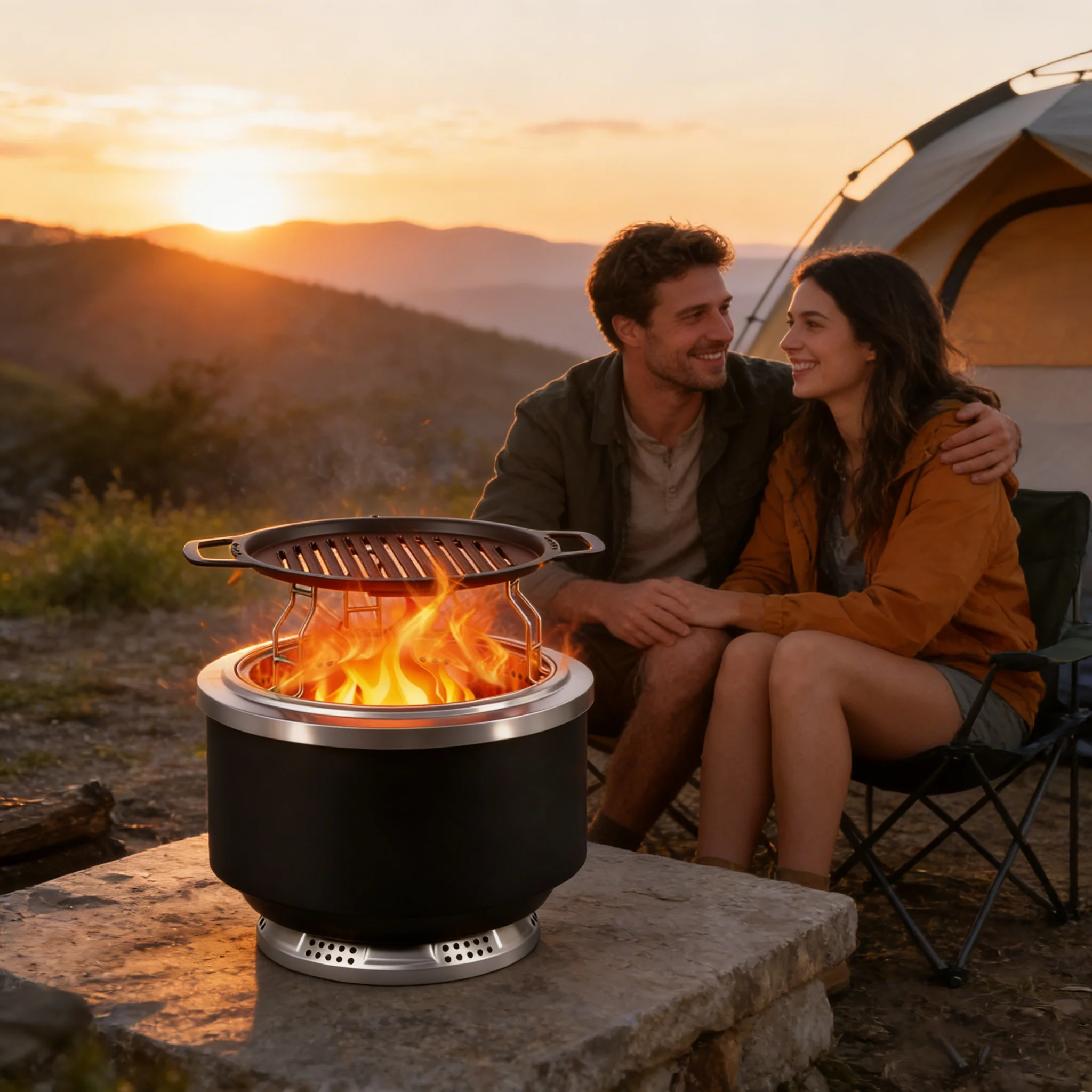 

Stainless Steel Fire Pit Portable Smokeless Stove for Indoor Outdoor Courtyards for Outdoor Heating Can Be Used for Barbecue