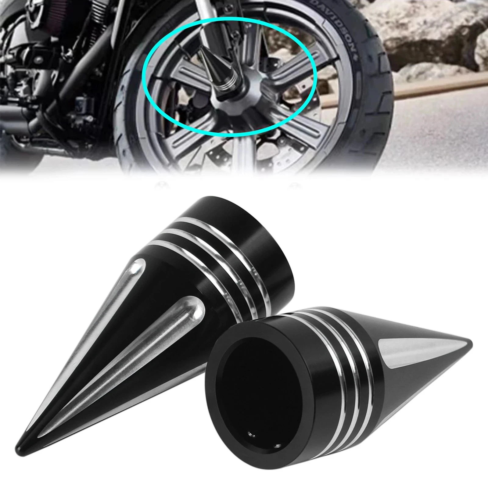 Motorcycle Front Axle Bolt Nut CNC Spike Axle Nut Covers Caps For Harley Touring Street Glide Fat Boy Road King Electra Glide