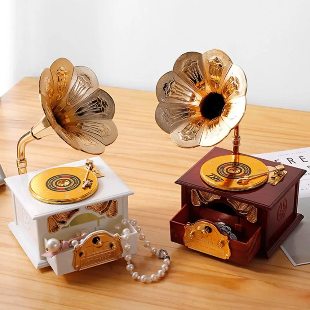 

European-style Gramophone Model Music Box Phonograph Shape Office Decoration Classical Phonograph Drawer Music Box