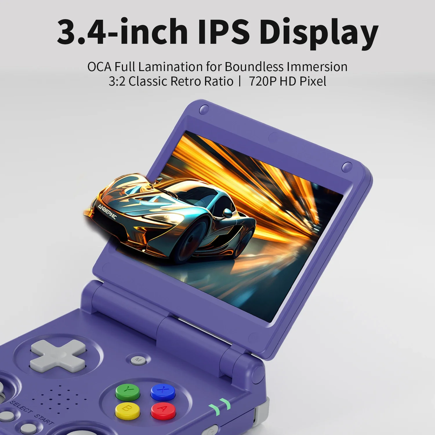 ANBERNIC RG34XXSP consolas de juegos portátiles con tapa pantalla IPS de 3,4 pulgadas sistema Linux 3300mAh WIFI consolas de videojuegos 256G PSP 300 juegos