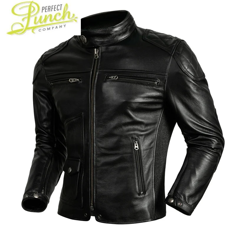 

Cowhide Motorcycle Clothing Leather Pure First Layer Jacket 2023 Men's Genuine Leather Stand Collar Jacket Jaqueta Masculina Sq3