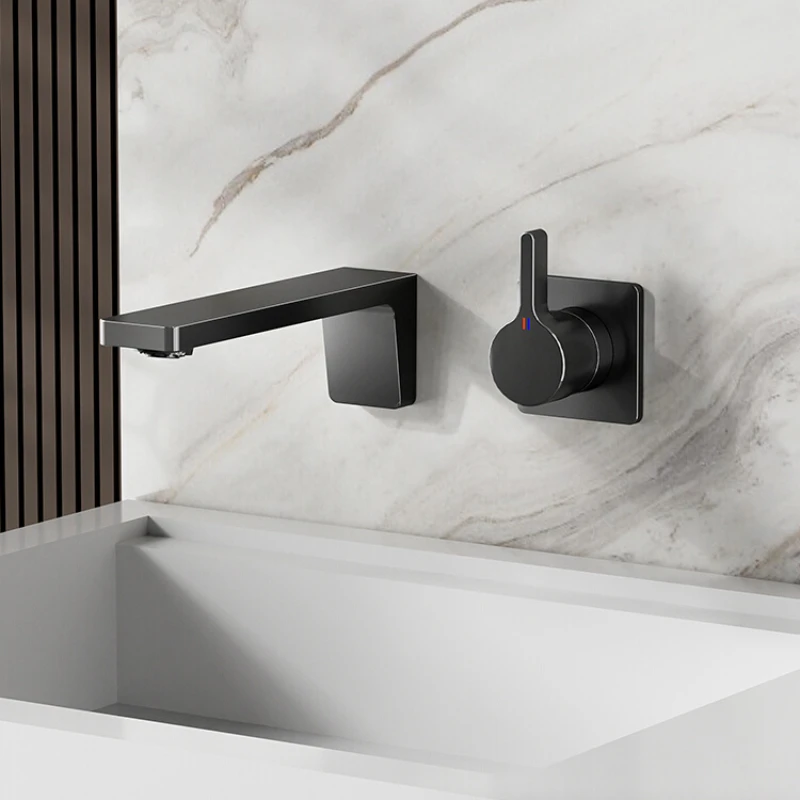 Concealed faucet split cold and hot melt into wall concealed basin minimalist all copper embedded