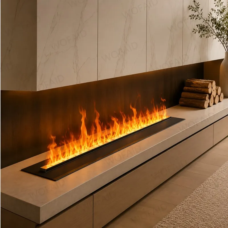 Built in Electric Fireplace Water Vapor Flame Effect Luxury Real Flame Look LED Flame Effect Home Interior Decoration Firepit