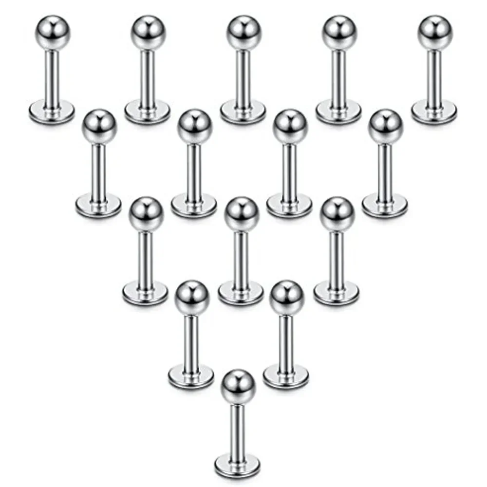 15PC/set Surgical Steel Lip Rings Nose Septum Horseshoe Hoop Earring Eyebrow Tragus Lip Rings Daith Helix Piercing Jewelry Gift