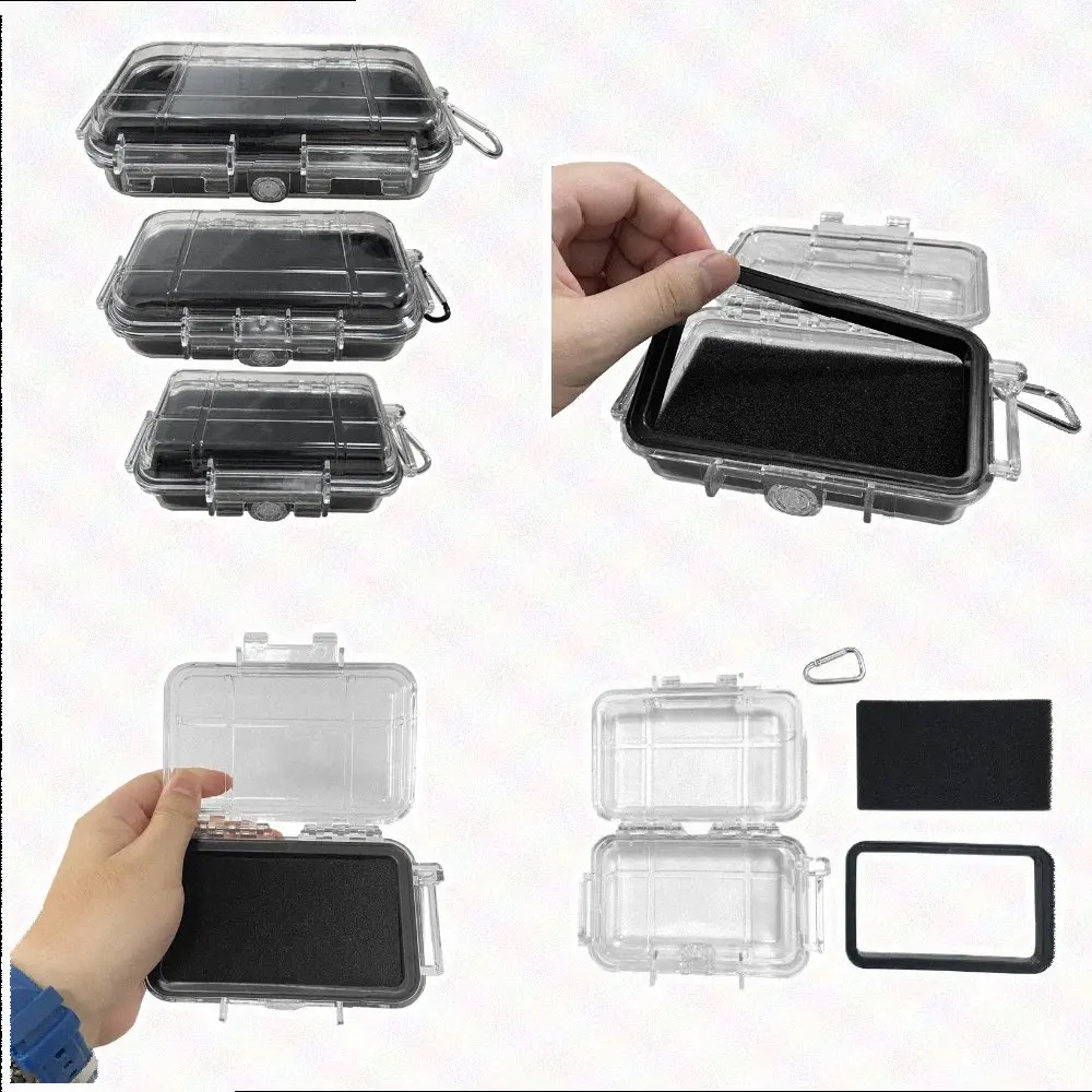 Lightweight Waterproof Storage Box with Transparent Shell and Absorbing Foam for Travel and Outdoor Equipment Use