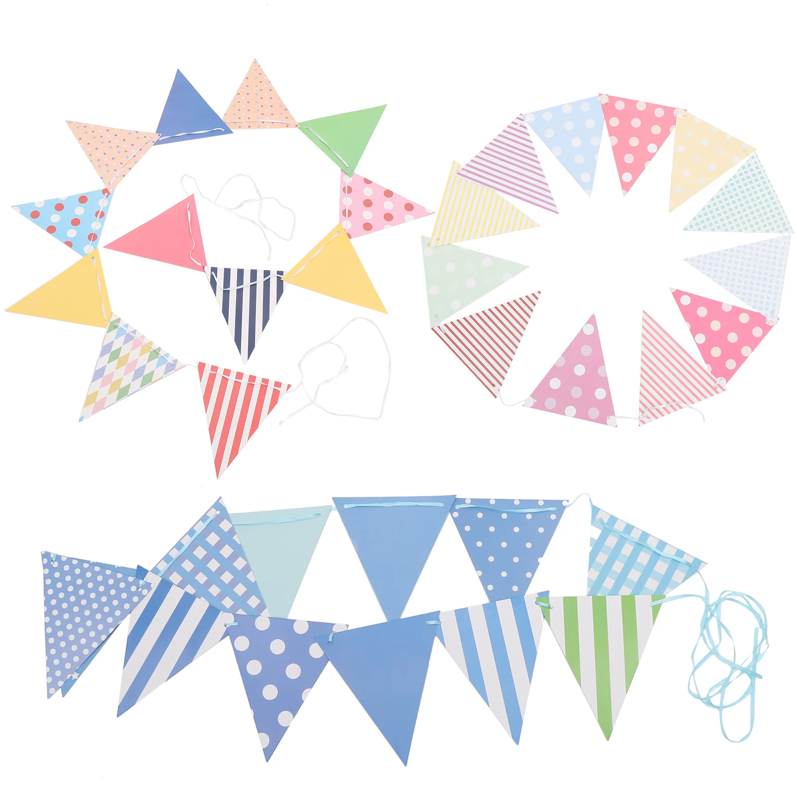 3 Pcs Triangle Bunting Hanging Banner Colorful Flags Party Supplies Birthday Wedding Photo Triangle Banner Holiday Decor