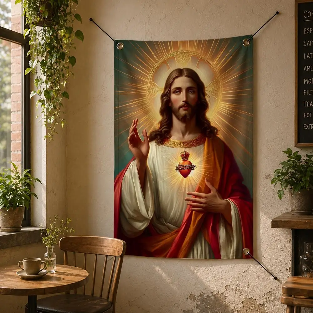 Religion J-Jesus Flags Flag Banner Wall Hanging for Bedroom Dorm Room Home Bar Party Indoor Outdoor Wall Decor