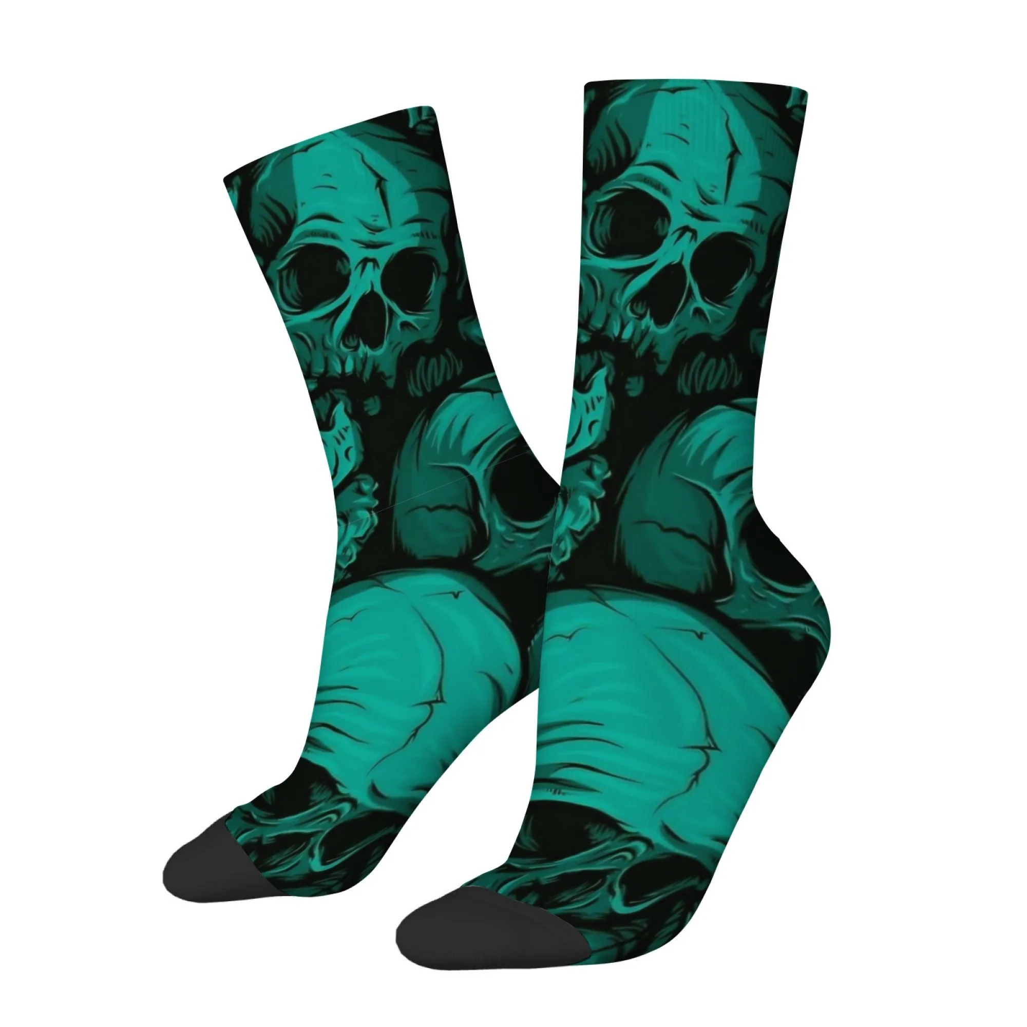 Halloween Skull Print Men's Socks Skin-friendly Non-slip Durable Socks Quirky Hip-hop Novel Un Fashionable and Happy Socks