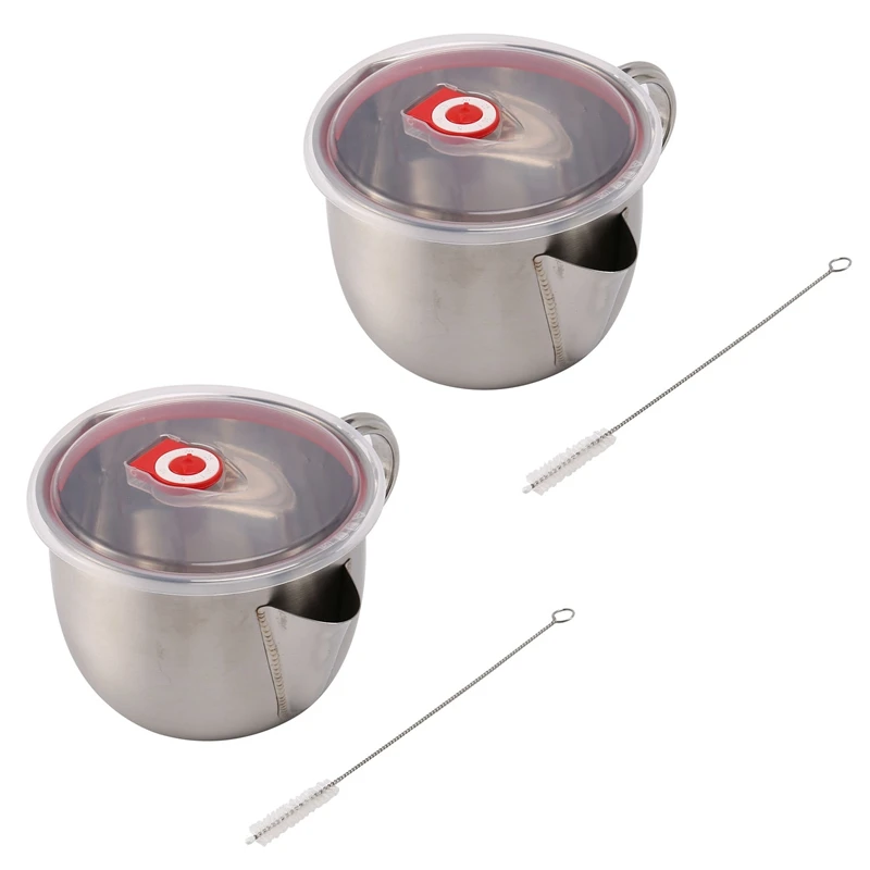 

2X 1000Ml Multifunction 304 Stainless Steel Gravy Oil Soup Fat Separator Grease Oiler Filter Strainer Bowl