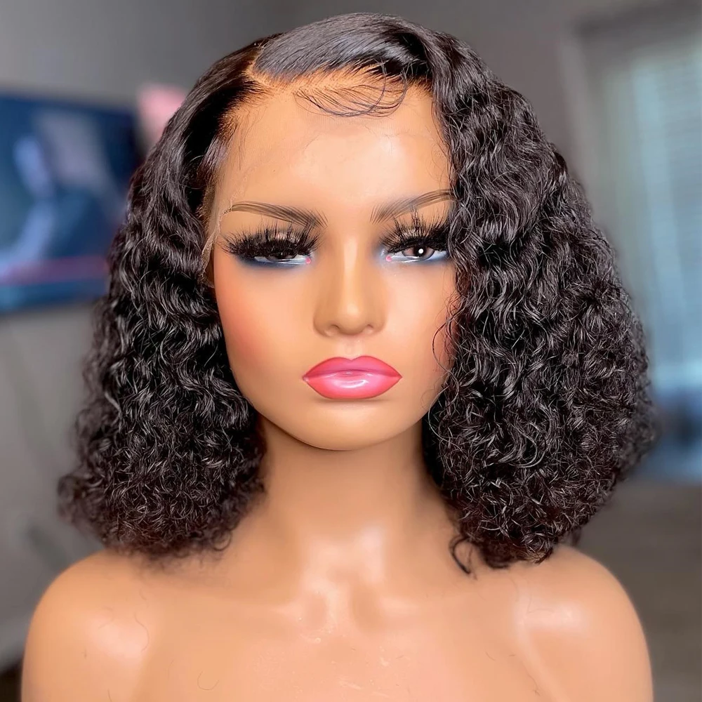 7x5 13x4 Glueless Human Hair Ready to Wear Curly Bob Wigs PrePluck With Baby Hair Deep Water Wave Lace Frontal Wig for Women