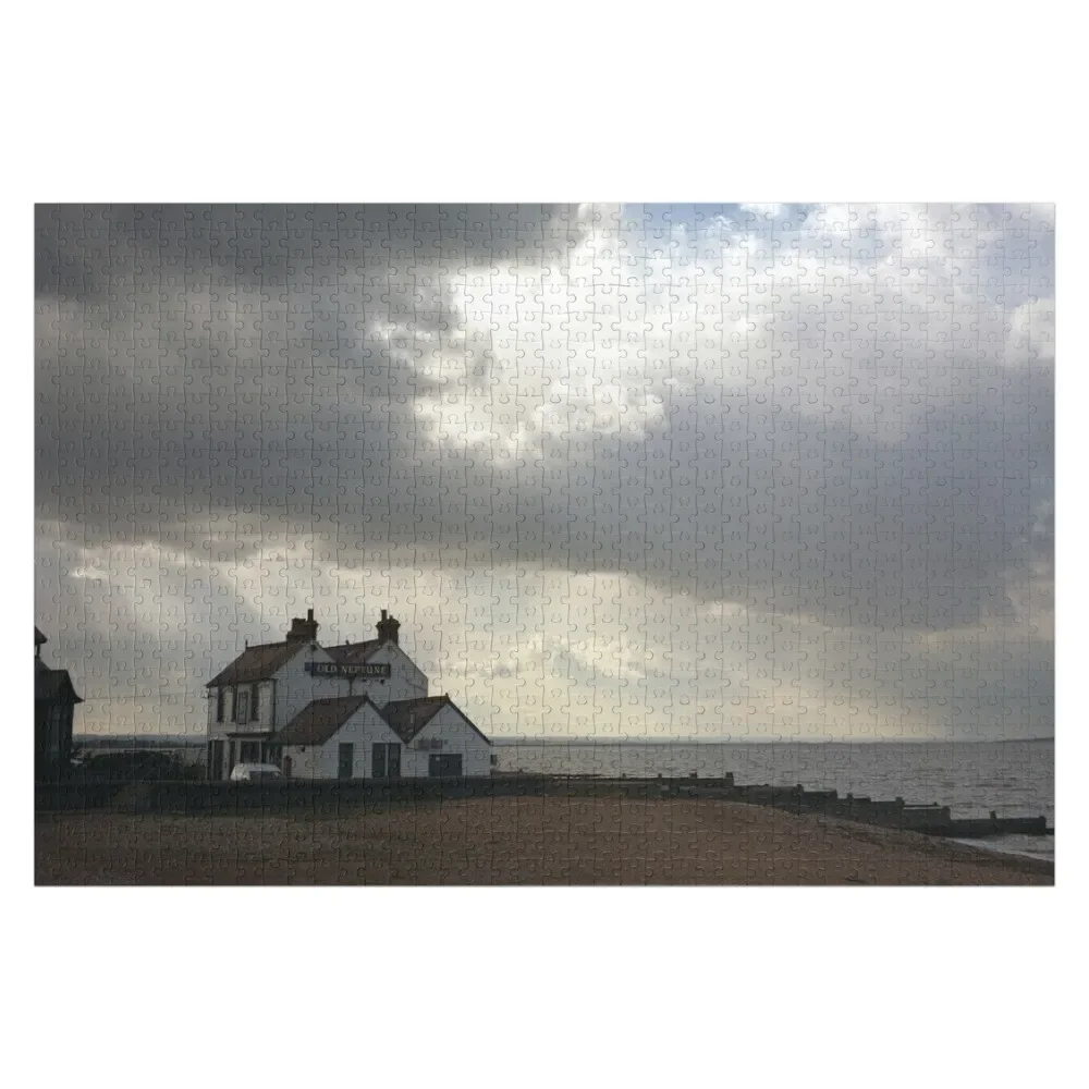 Old Neptune Pub Whitstable England UK Seafront Storm Clouds Photograph Jigsaw Puzzle Animal Baby Wooden Puzzle