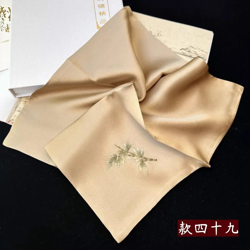 30X30CM Silk Scarf Women's Handkerchief Silk Ethnic Style Hand Embroidery Gift