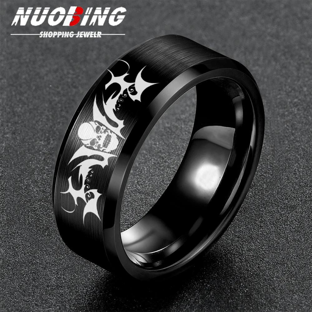 Black Cool Skull Cartoon Anime Stainless Steel Ring Role Play Pirate Fighter Unisexual Jewelry Accessories Gift