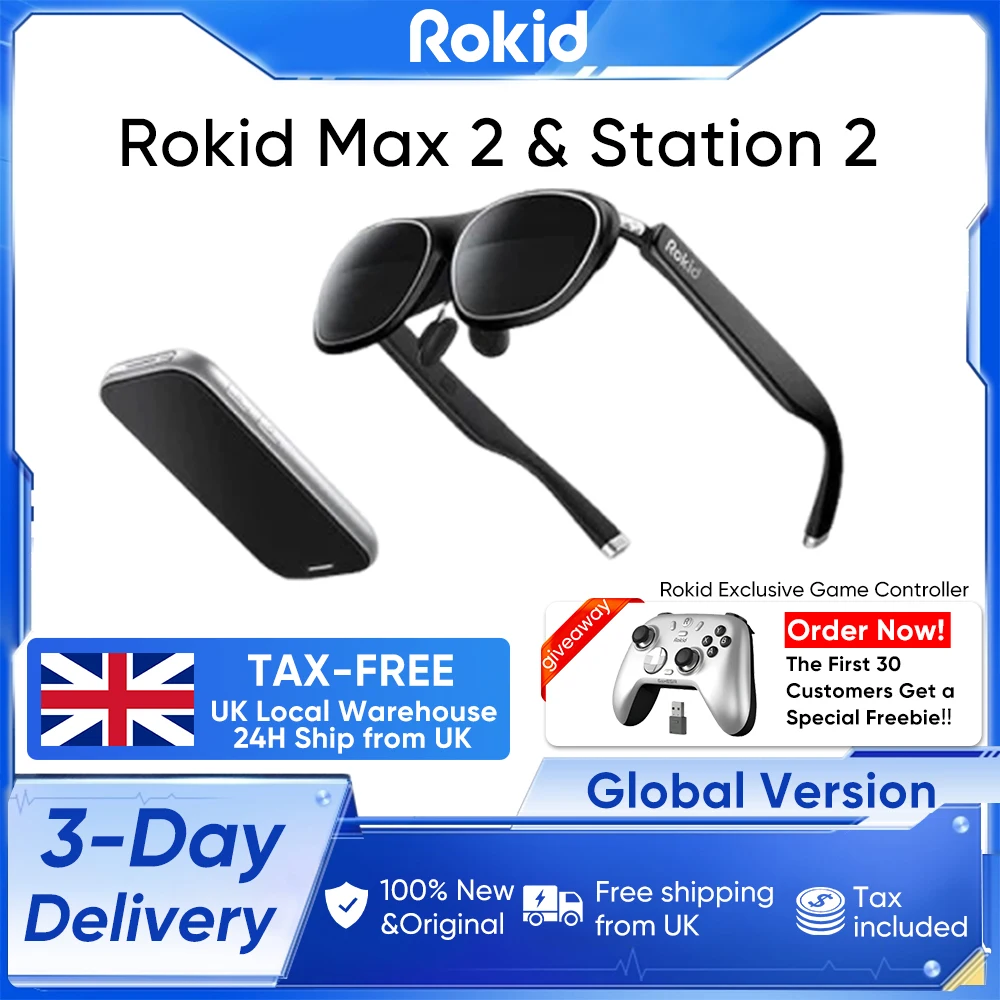 Rokid AR Spatial (Max2+Station2) Smart AR Glasses Global Version HD 3D Smart Glasses Space Projection Screen Real Time Translate