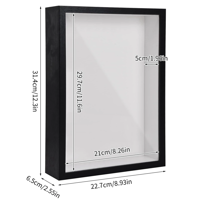 Shadow Box A4, 5CM Deep Box Photo Frame For Tabletop And Wall,3D Picture Frame Display Box For Crafts Memorabilia