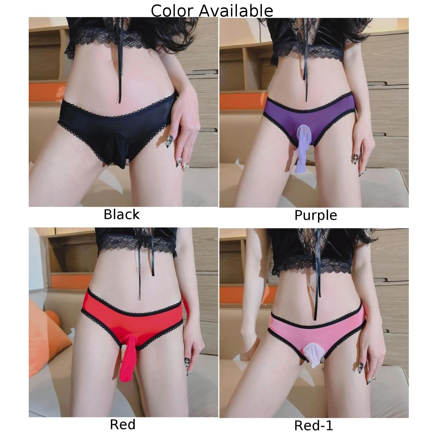 New Men\'s Sexy Ice Silk Hollowed Sissy Lingerie Pouch Panties Bow Tie Briefs Underwear Thin Low Rise Slim Fit Men Briefs