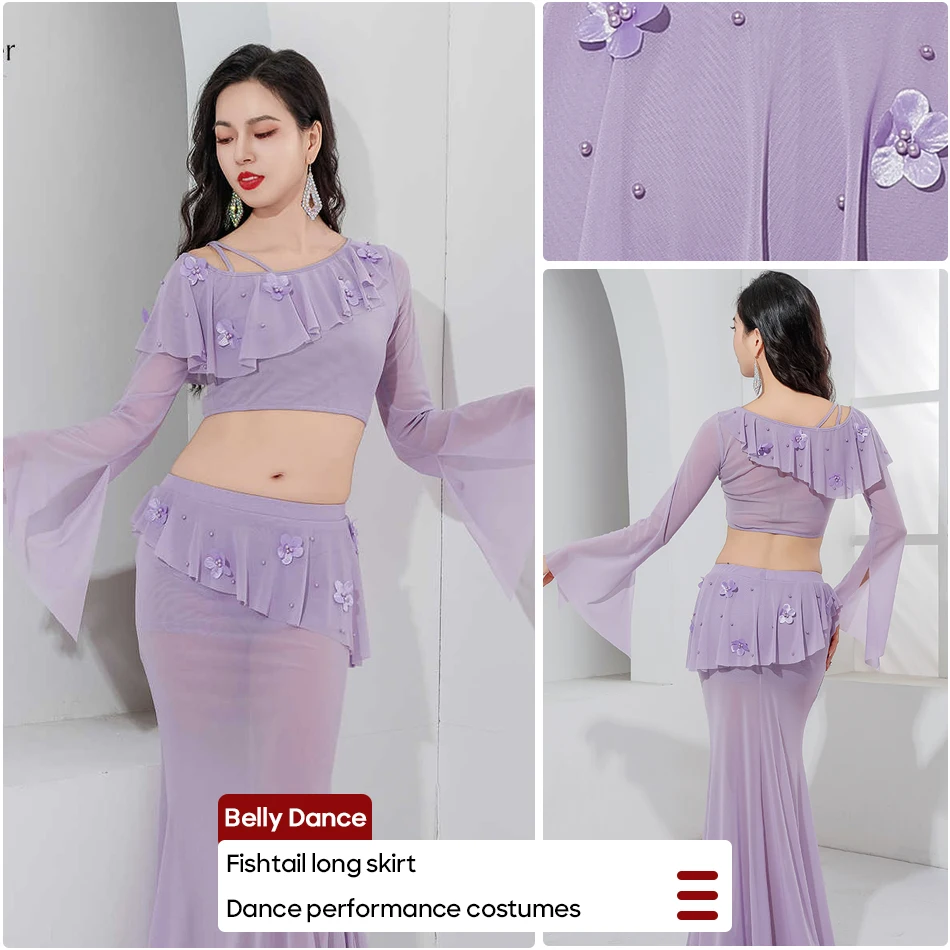 

Belly Dance Costume Adult Women Dance Performance Clothings Long Skirt Top Dance Wear Stage Performance Outfit Practice Clothes