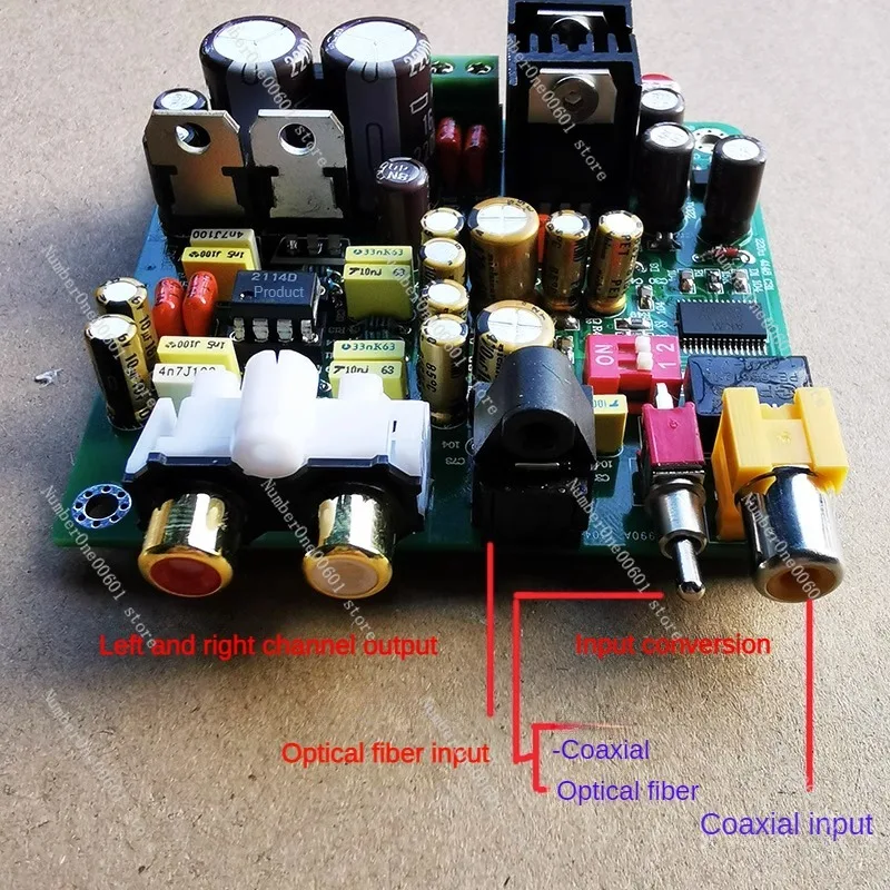 For HIFI AK4493 Fiber Coaxial Input RCA Output Decoding Board 192K 24bit AC12V