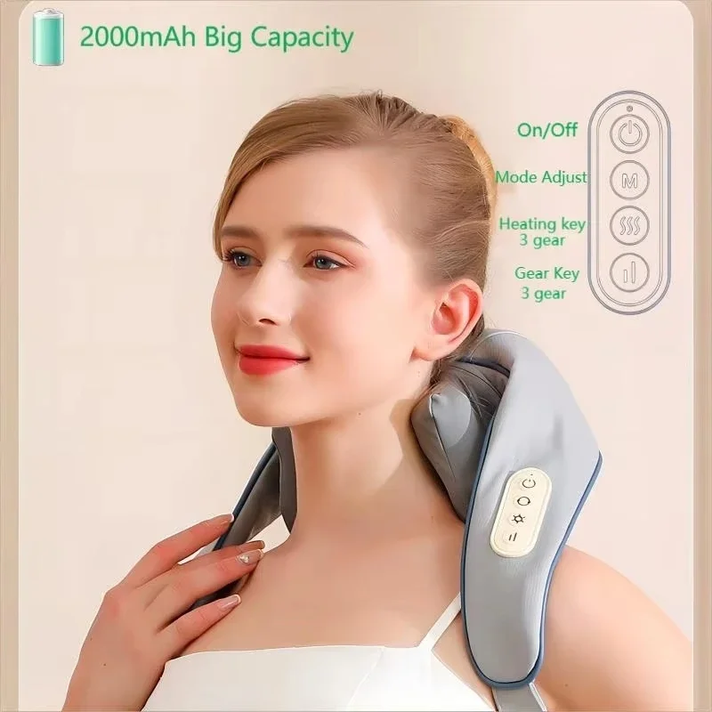 Factory Price Convenient Portable Neck Shoulder Pain Relief Massager Heating Kneading Back Shoulder Relaxing Massager