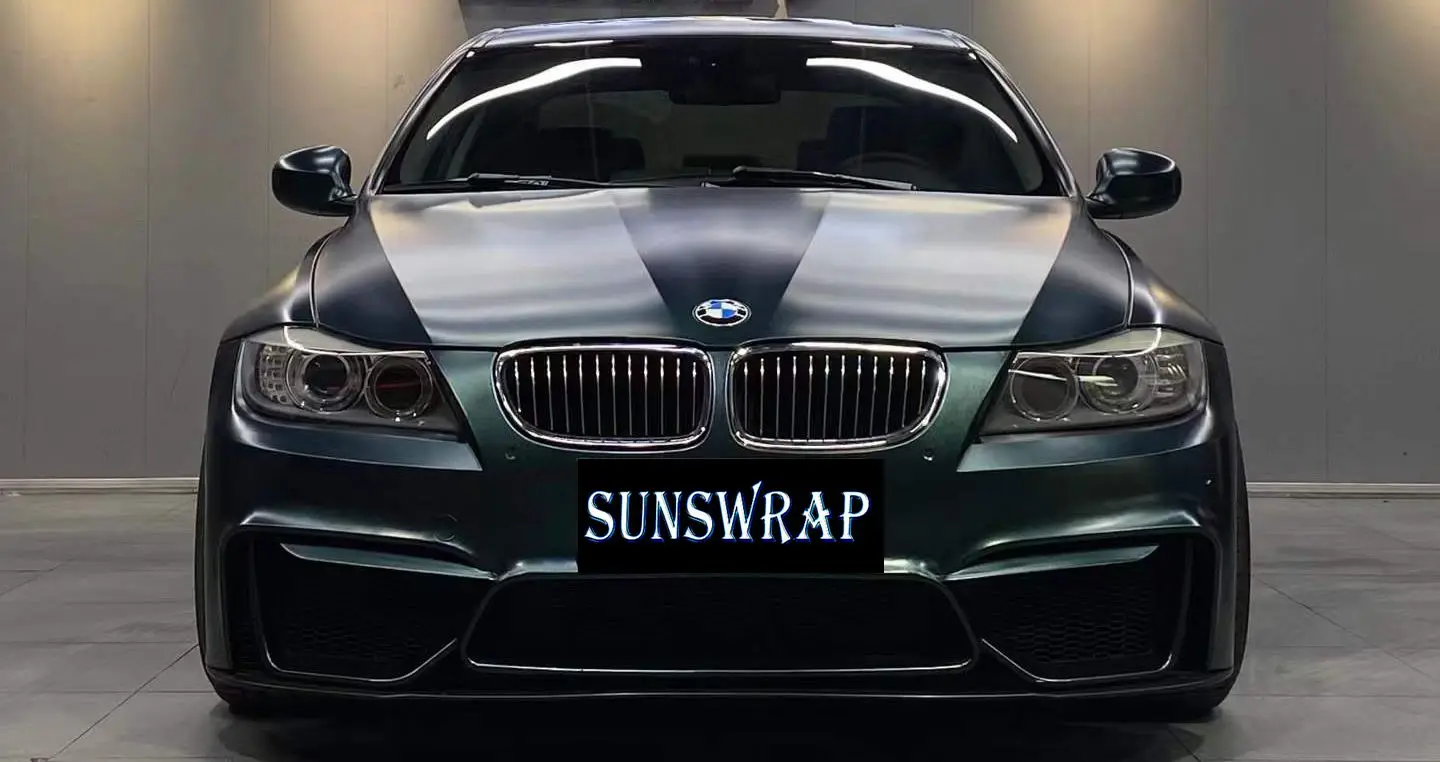 

Satin Chrome Dark Green Vinyl Wrap Auto Car Sticker Decal Film Sheet Bubble Free Air Release Technology 5x59ft