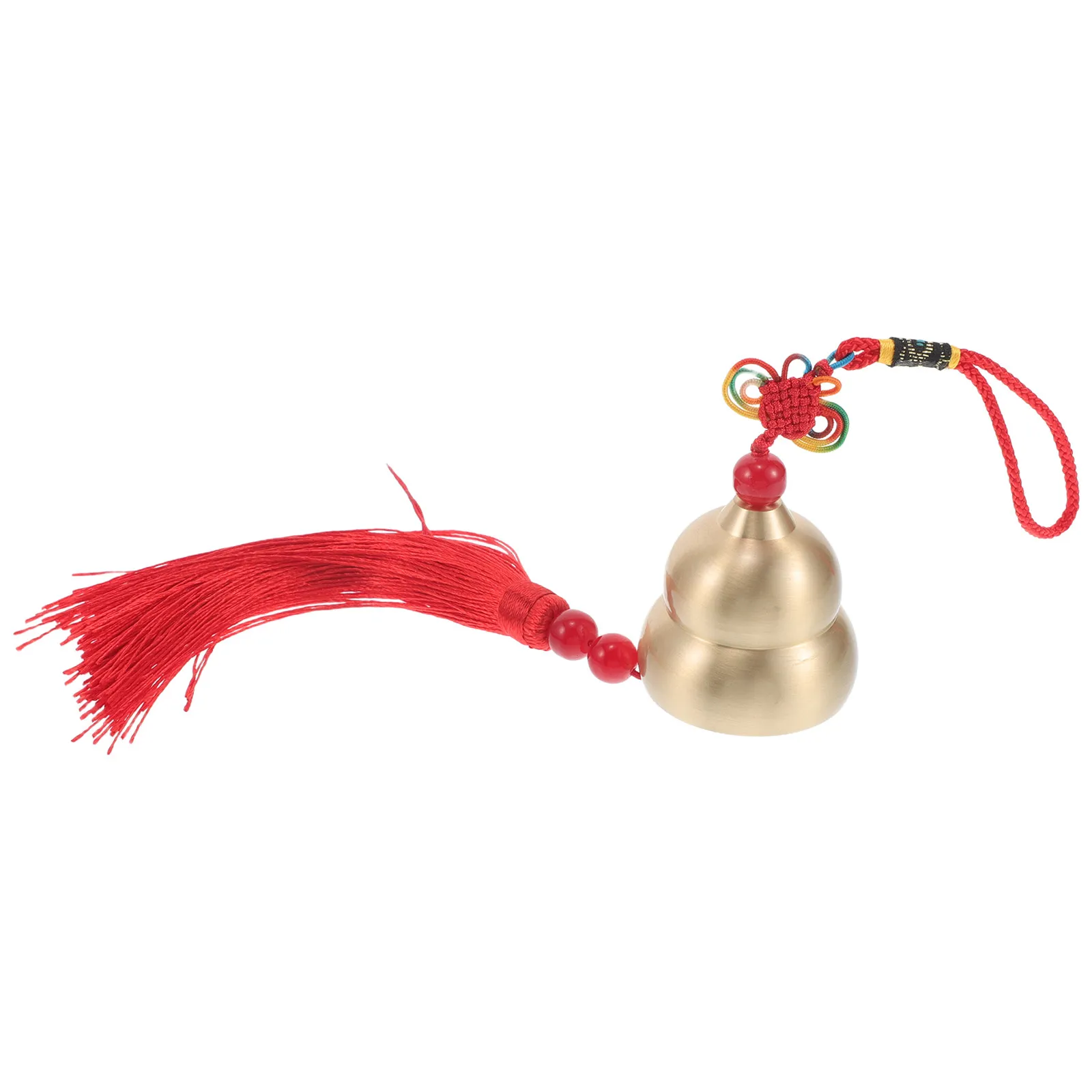 Brass Gourd Shaped Chinese Knot Wind Chime Car Hanging Ornament Rearview Mirror Pendant Automotive Interior Decor Lucky Charm