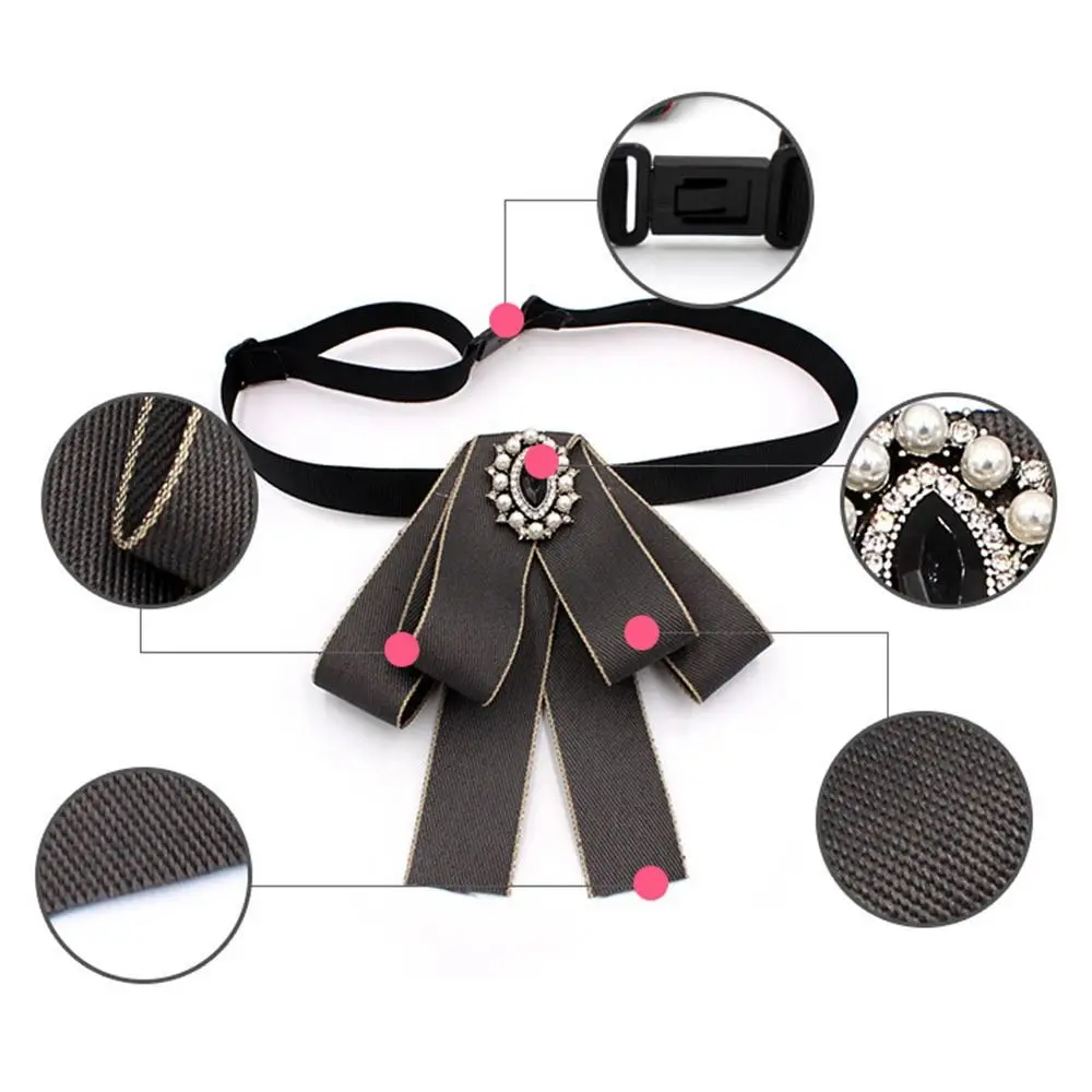 Модный сплав галстук-бабочка ювелирные аксессуары горный хрусталь галстук украшение на шею бант броши для студентов