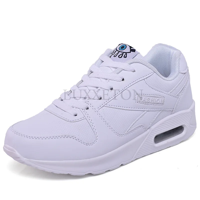 Women Fashion Sneakers Air Cushion Sports Shoes Pu Leather Blue Shoes White Pink Outdoor Walking Jogging  Shoes  Female Trainers