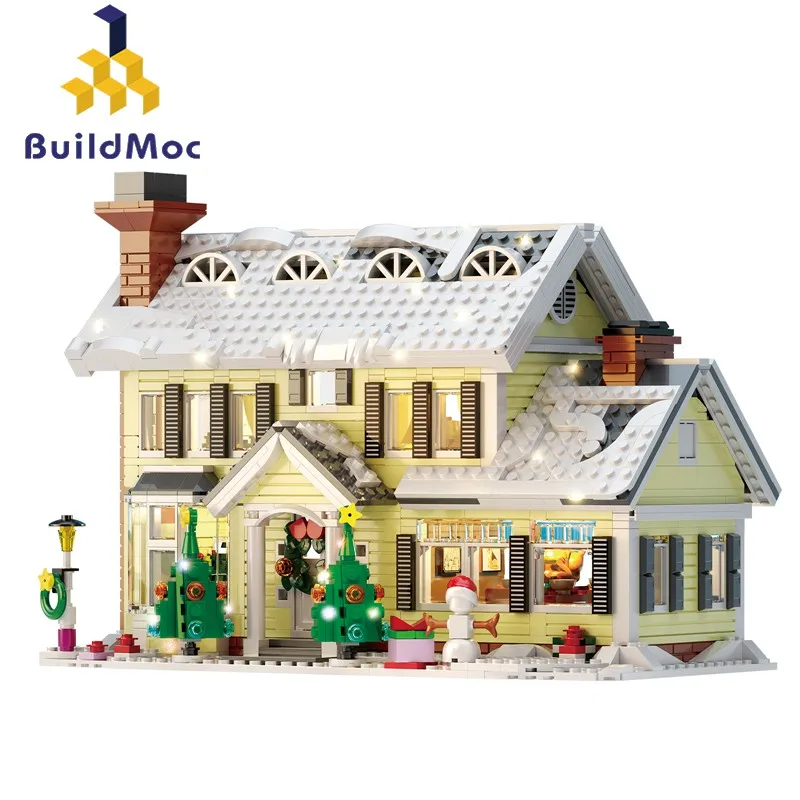 

Buildmoc Ideas Christmas Gifts Xmas House Snow Village MOC Building Blocks Kits Toys for Children Kids Gifts Toy 1156PCS Bricks