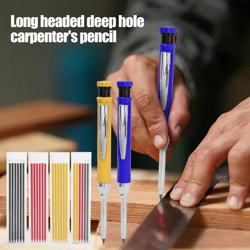 4-1Pcs Solid Carpenter Pencil Refill Leads Deep Hole Mechanical Pens with Refills Carpentry Construction Markers for Woodworking