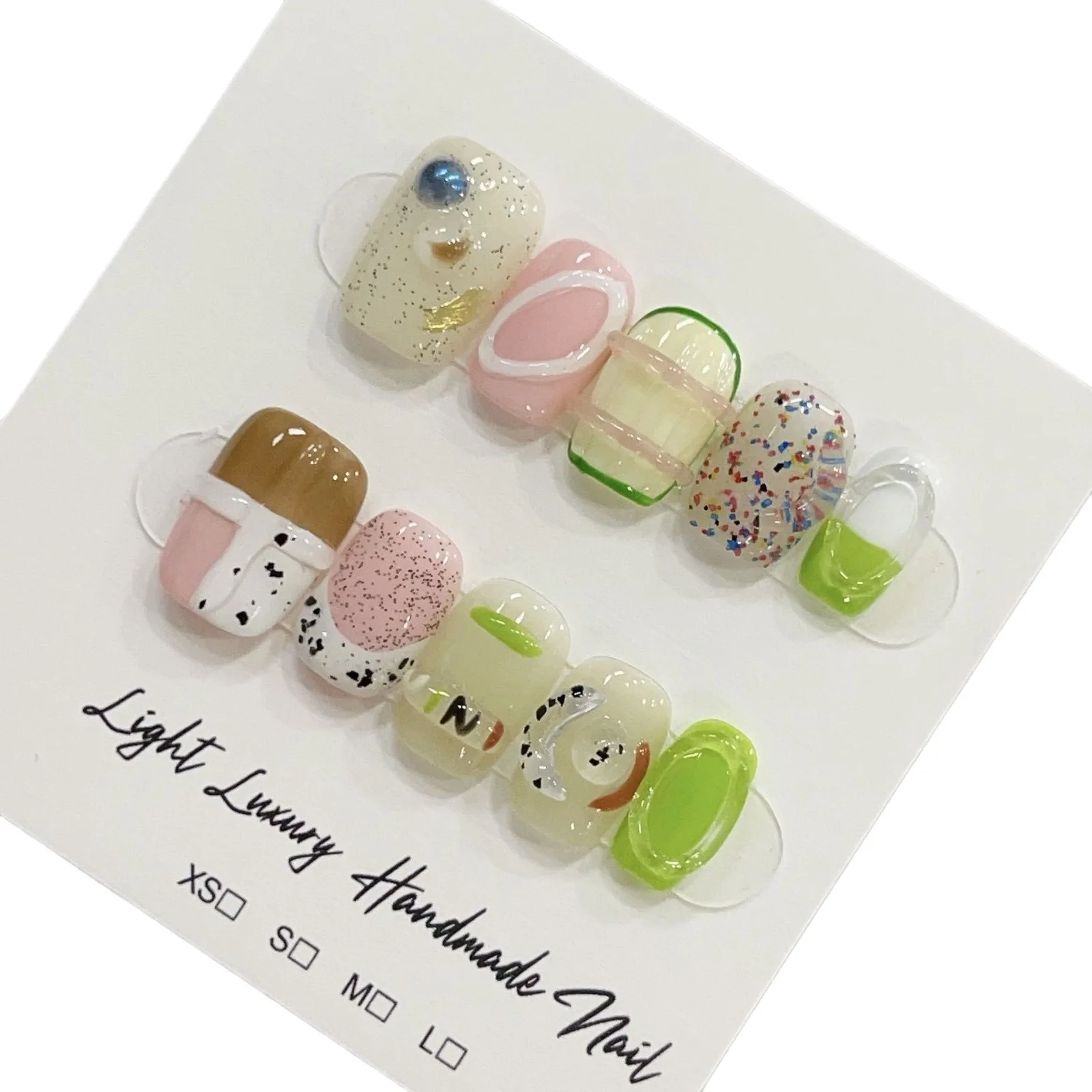 Cartoon Candy Hit Color Lovely Hand-Worn Nail Piece Light Extravagant High Quality Size Optional