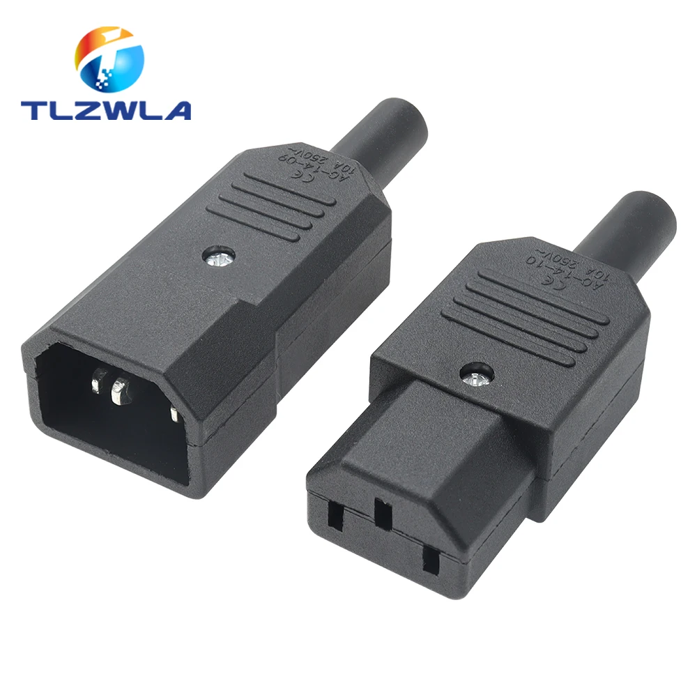 1PCS IEC320 AC 250V 10A C14 Male + C13 Female Inline Rewirable Main Power Socket Plug Connector New Arrival