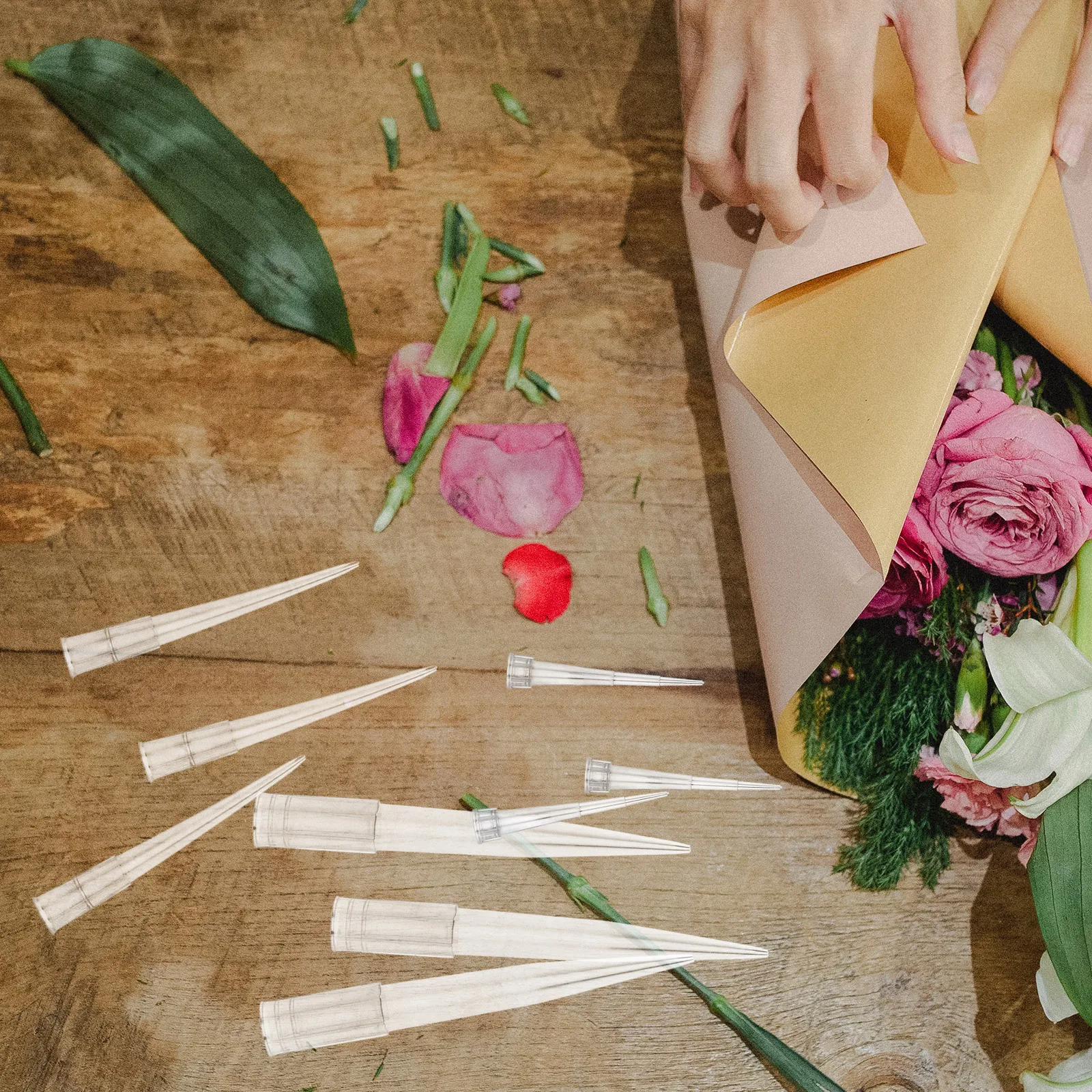 

60Pcs Eternal Flower Fixation Holder Floral Water Tubes Plastic Stem Holder DIY Flower Arrangement Supplies Floral Water Tubes