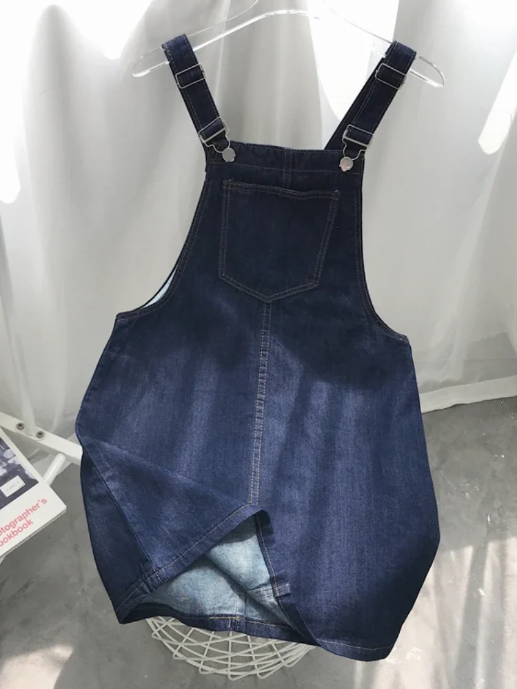 Denim Mini sukienki damskie luźne, solidne, delikatne Ulzzang Vintage Casual kwadratowy kołnierzyk letni College leniwy cały mecz Streetwear nastolatki — zdjęcie 5
