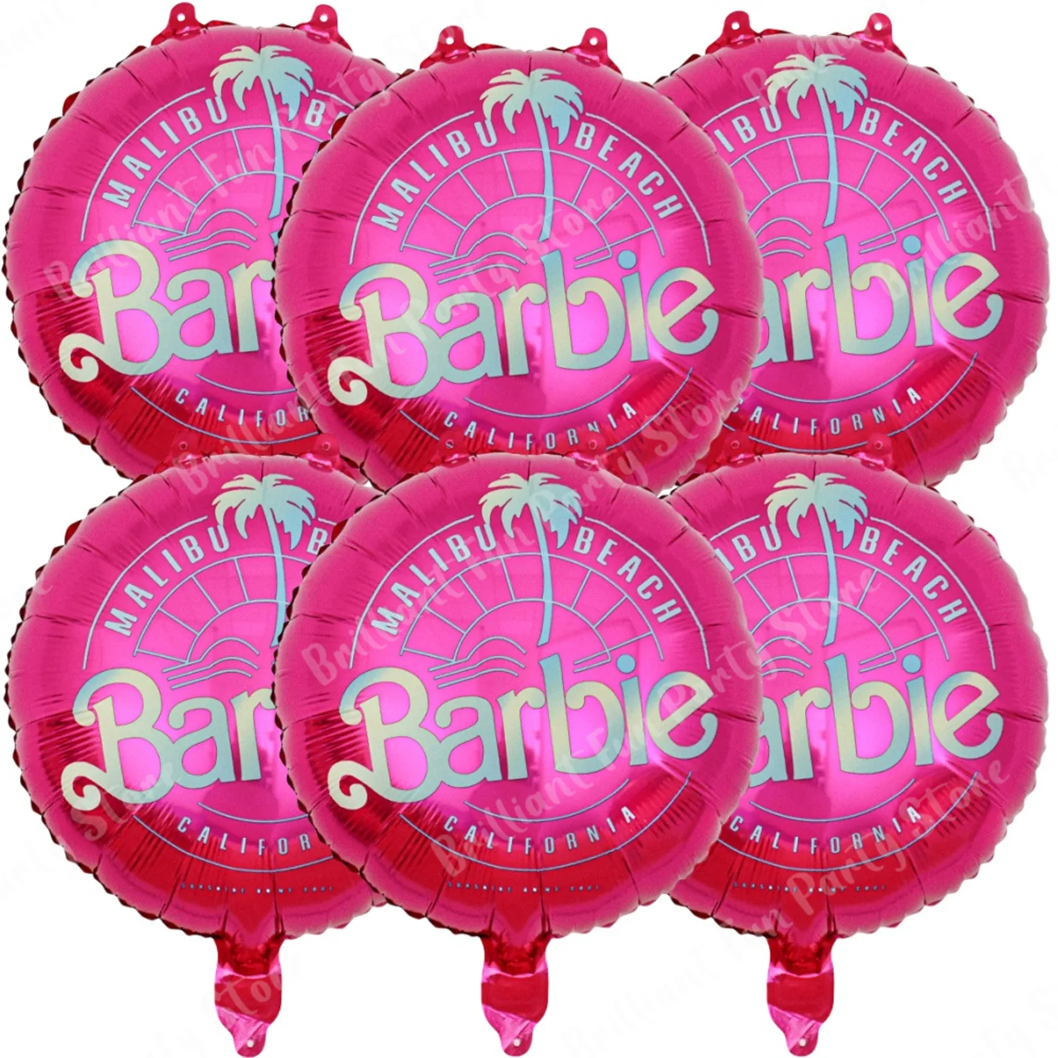 6Pcs Barbie Party Balloons 18 Inch Pink Princess Foil Balloon set Baby Shower Birthday Party Decorations Kids Girls Toy Gifts