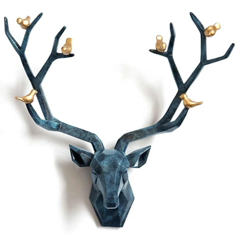 

Resin 3D Deer Head Wall Decor For Home Decoration Accessories Abstract Sculpture Modern Animal Head Wall Decoration Retail