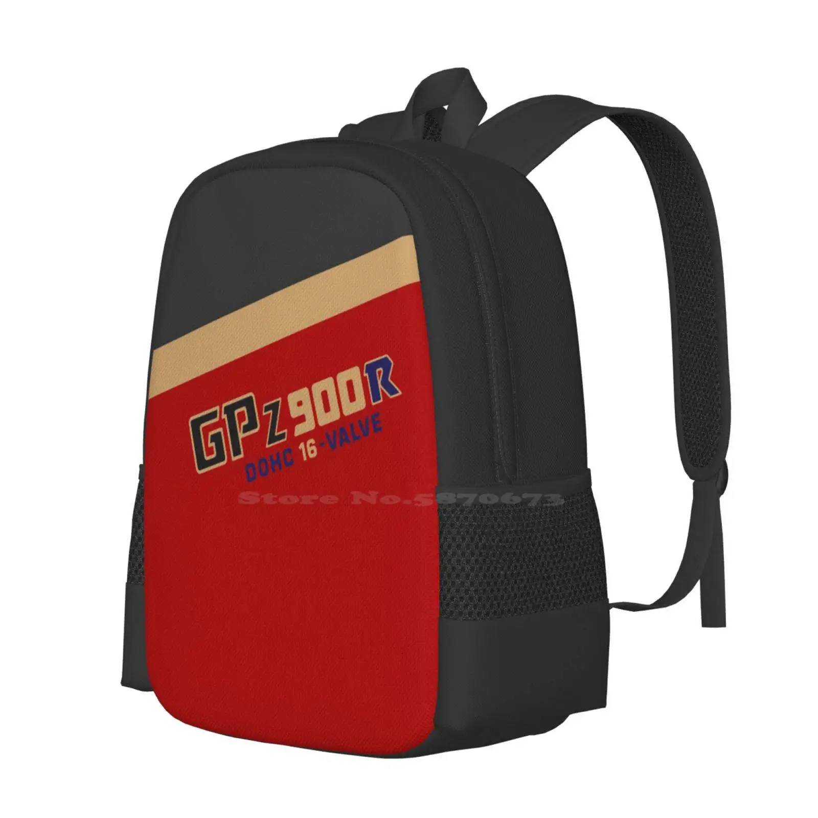 Gpz 900R Custom Made Color Spec Design With Side Emblem Dark Gray On Red School Bag Big Capacity Backpack Laptop Gpz 900R Nine