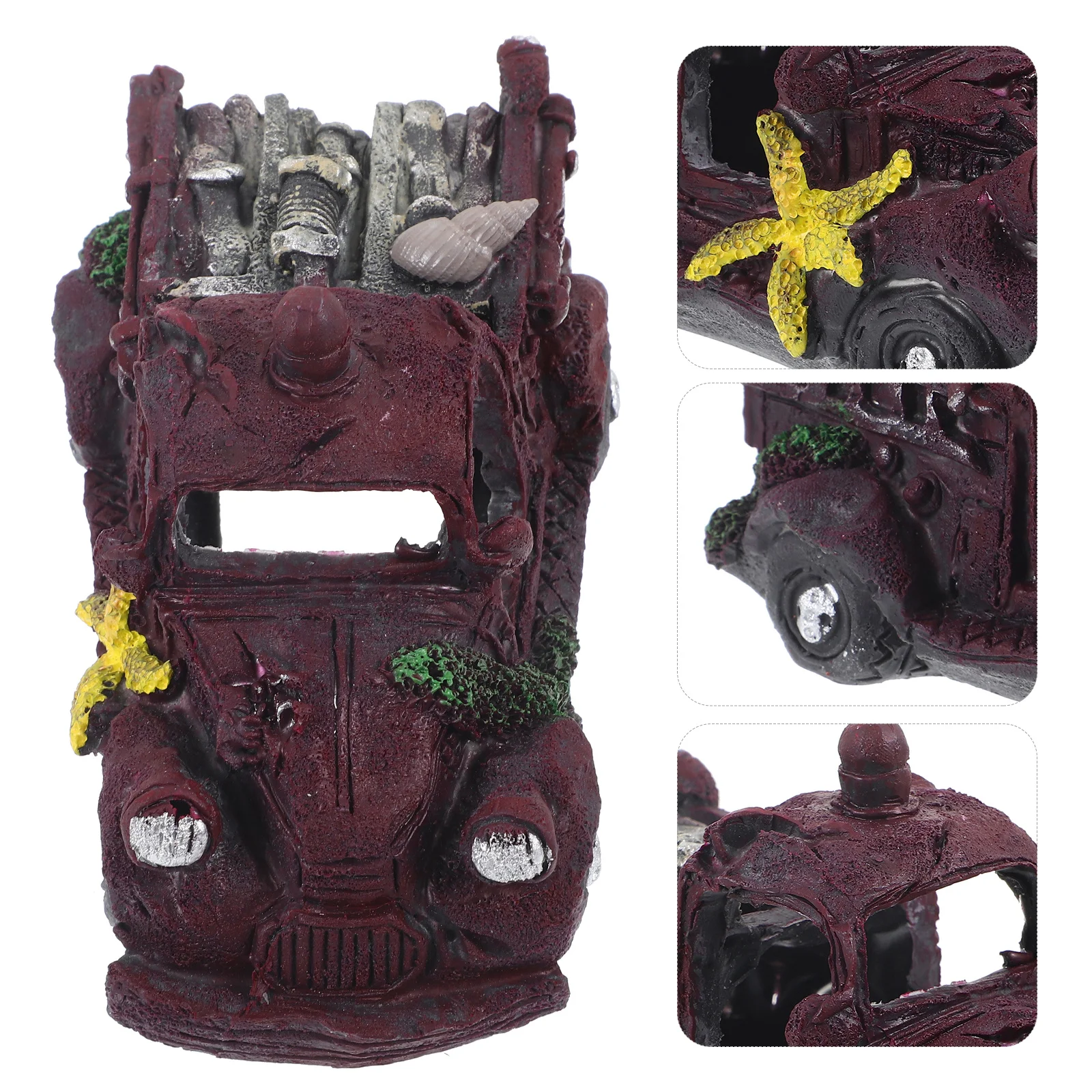 

Fish Tank Decor Resin Car Ornament Aquarium Accessories Betta Hidden Cave Decoration Betta Fish Tank Decor Aquarium Decorations