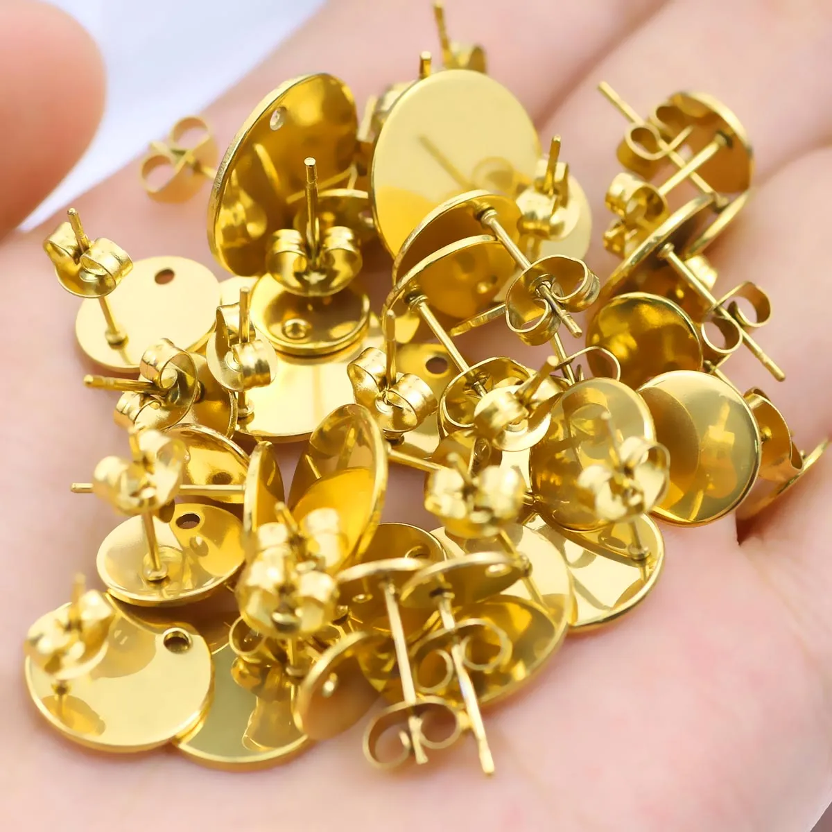 8/10/12/15 مللي متر الذهب اللون الفولاذ المقاوم للصدأ رقاقة الأذن ترصيع لصنع المجوهرات لوازم السحر ياردروب Earring بها بنفسك القرط اكسسوارات