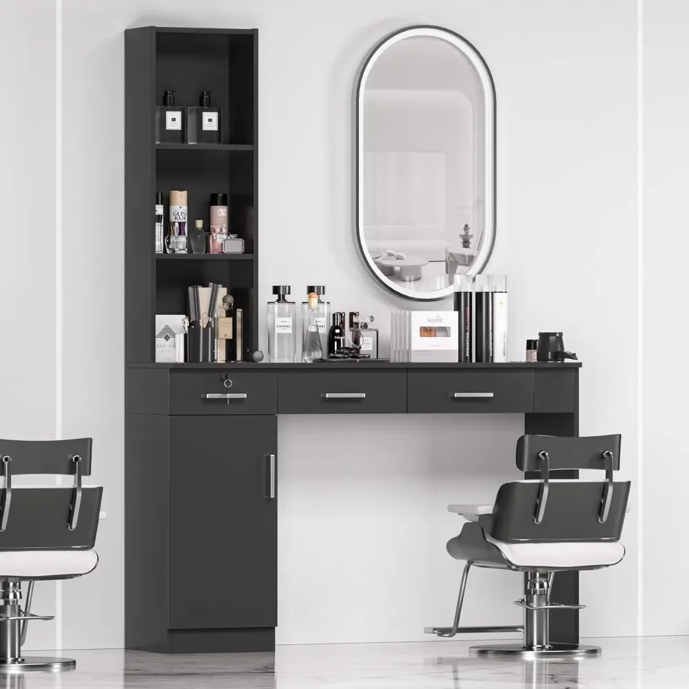 Barber Salon Work Station for Hair Stylist Home Beauty Salon Equipment Barber Supplies Organizer Cabinet Barbershop Furniture