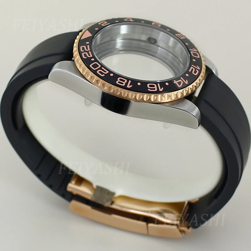 NH35 Case 40mm Men's Watch Accessories For Seiko NH34 NH35 NH36 NH38 Miyota8215 ETA2824 Movement Sapphire Glass Rubber Bracelet