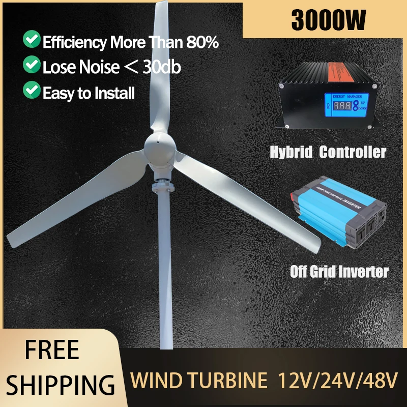 

3000W 4000W 5000W Wind Turbine Generator Free Energy Magnetic Generator Home Use 96V Off Grid Inverter 220V 230V 240V Output