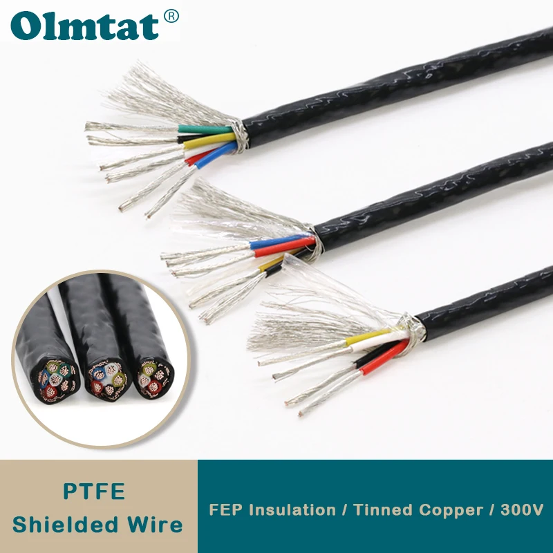 

1/2/5/10m PTFE Shielded Wire 1 2 3 4 5 6Cores High Purity OFC Copper Tinned FEP Insulation 0.3/0.5/0.75/1/1.5mm AFPF Signal Line