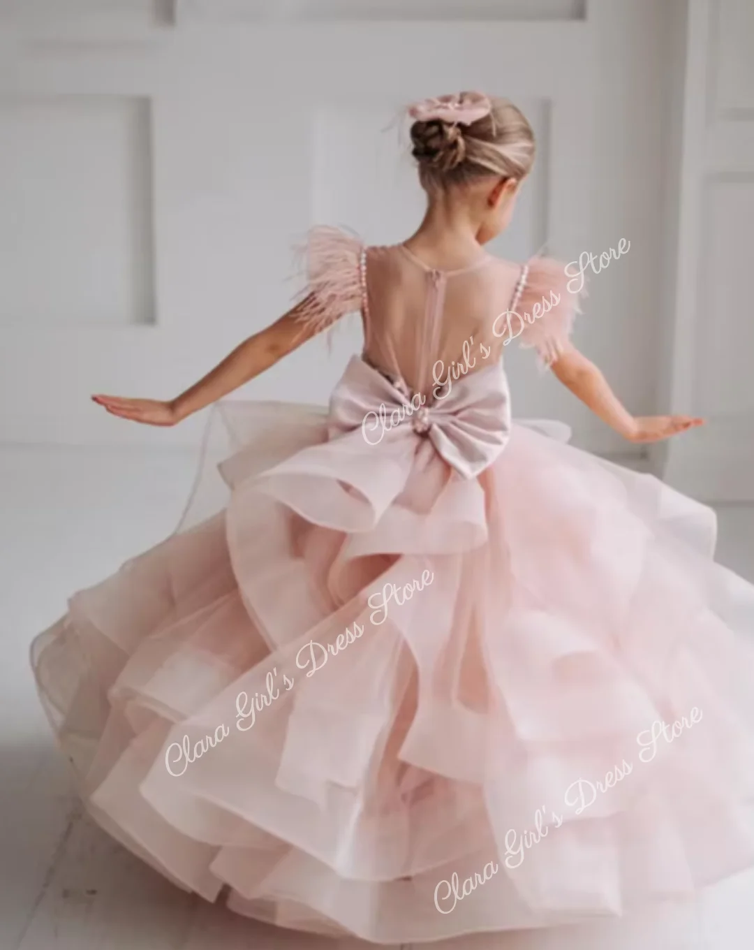 فستان الأميرة المطرز على شكل زهرة للفتيات فستان فاخر مطوي للفتيات أول مناولة لحفلات أعياد الميلاد قابل للتخصيص #4