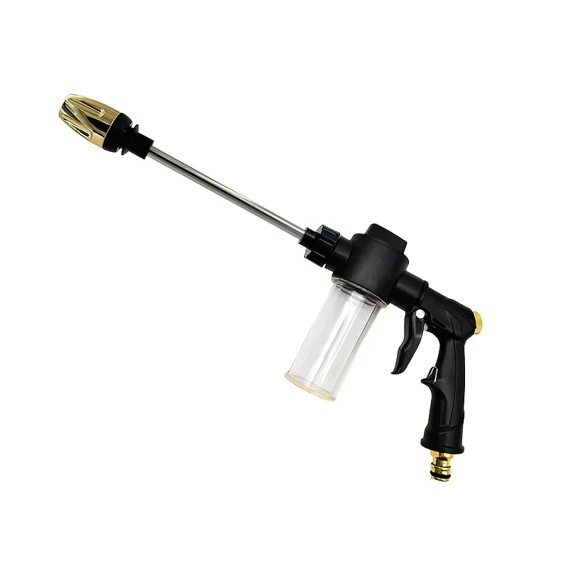 Universal Car Wash Foam Cannon High Pressure Water Sprayer Gun Adjustable Flow Long Stainless Steel Tube Transparent Soap Contai