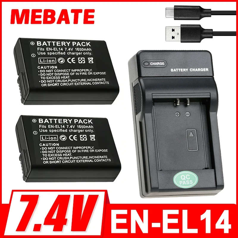 EN-EL14 1650MAH CAMERA BATTERY EN-EL14A FOR Nikon D3100 D3200 D3500 D5600 D5100 D5200 D3300 D3400 P7000 P7800 ENEL14 Battery