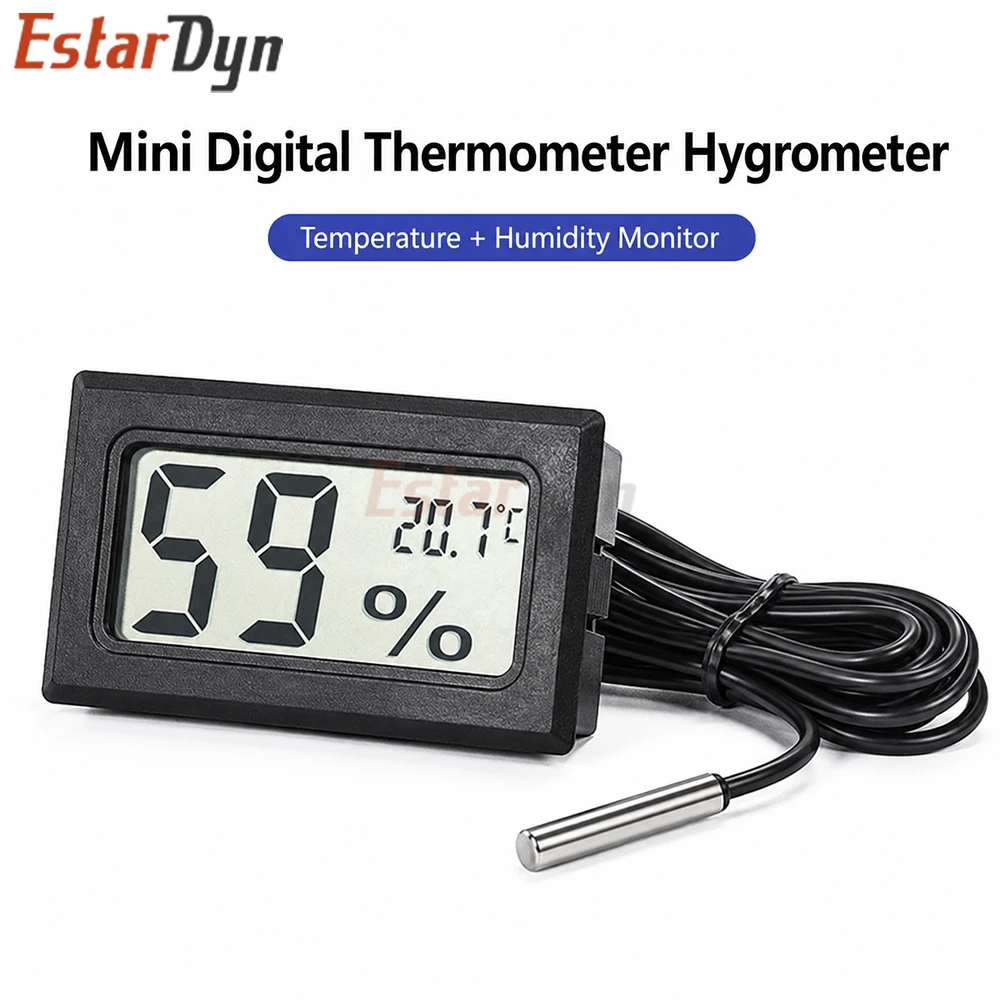 Estardyn Digital LCD Thermometer Hygrometer Indoor Temp Humidity Meter, Battery Included, ±1%RH Accuracy for Home Greenhouse